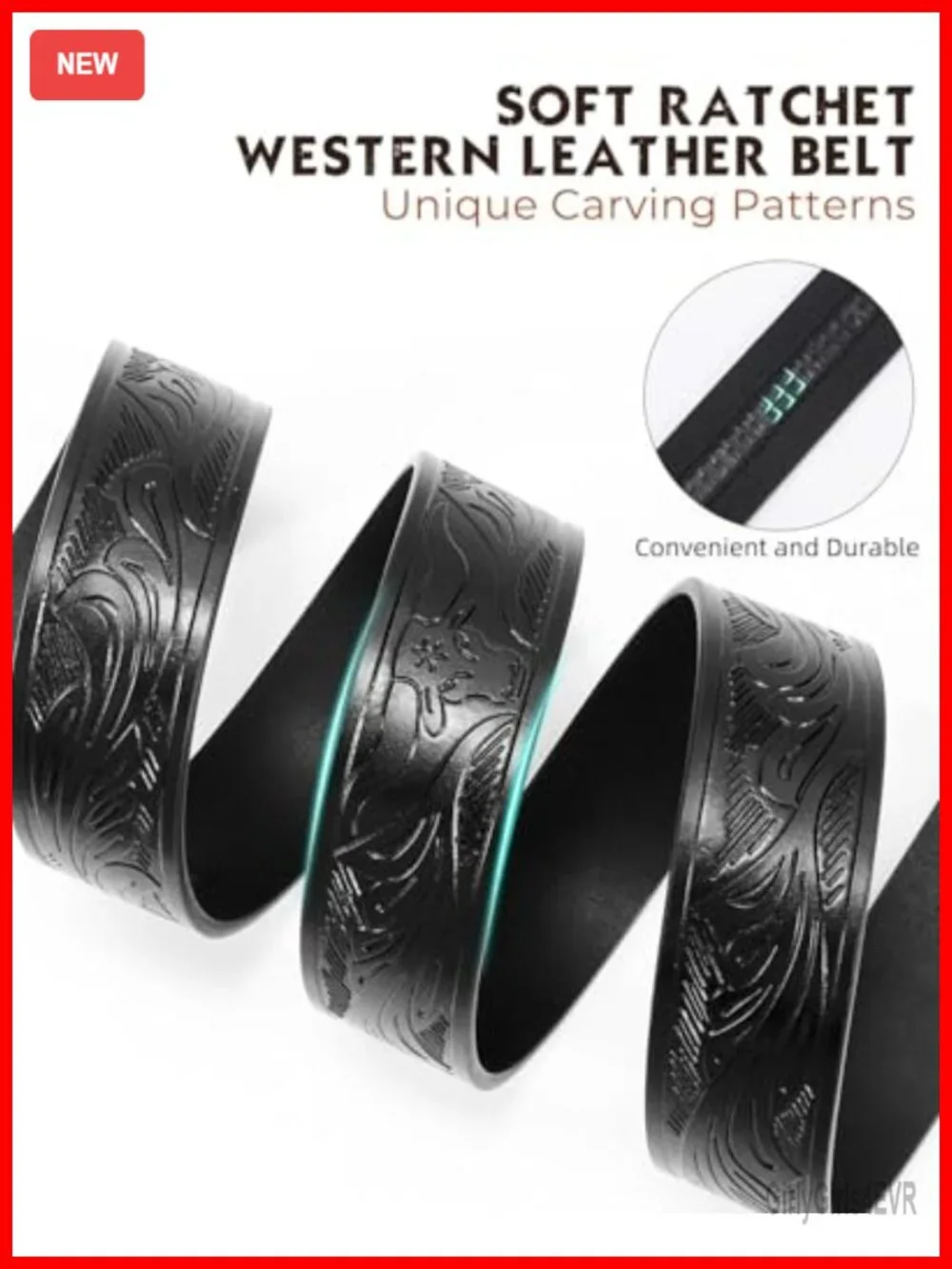 Mens Ratchet Western Leather Belt Cowboy Automatic Buckle